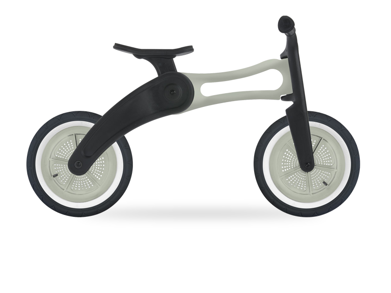Raw recycled balance bike high position