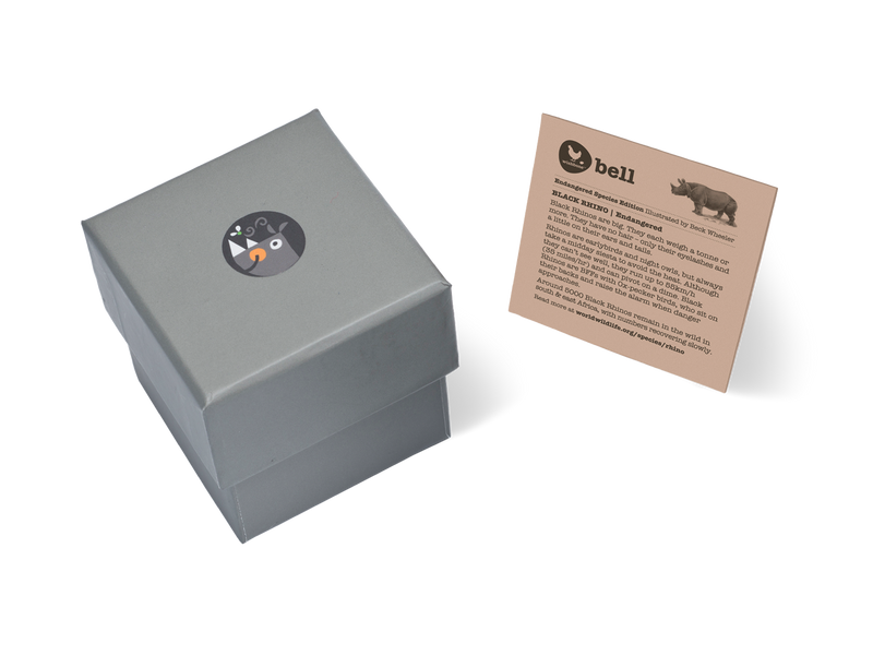Grey gift box with fact card on Black Rhino
